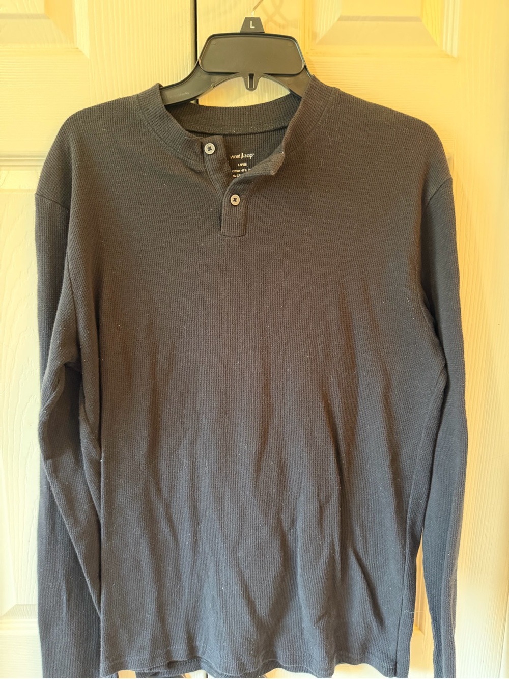west loop Black Thermal Henley Long-Sleeve Shirt size L